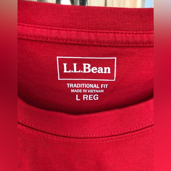 NEW LLBean Carefree Unshrinkable Red Logo Long Sleeve Tee - Picture 6 of 7